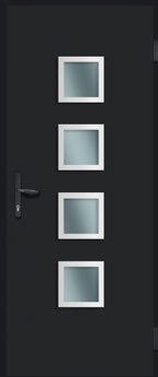 Entry door design variation with square glass inserts