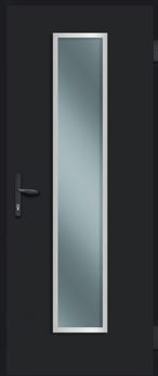 Entry door design variation with full-length glass insert