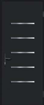 Entry door design variation with horizontal accent bars