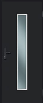 Entry door design variation, solid panel with linear accents