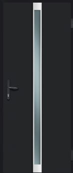 Entry door design variation with curved glass insert